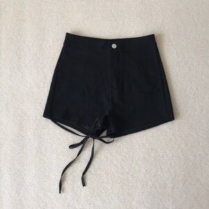 Elegant High Waist Black Women's Shorts
